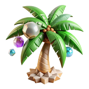 dramatic classic Tropical Palm Tree Isolated Element with Coconuts detailed png