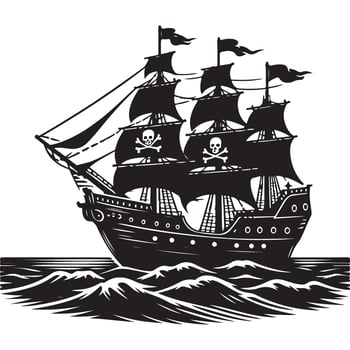 Pirate Ship Silhouette Illustration for Digital Media vector