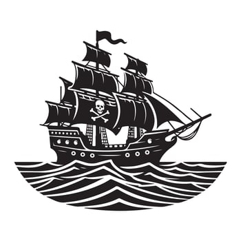 Pirate Ship Silhouette Illustration for Adventure and Nautical Themed Designs vector