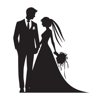 Wedding Couple Silhouette Clipart for Invitation and Event Designs vector