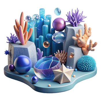 vibrant modern Underwater Scene Transparent Background with Marine Life high quality png