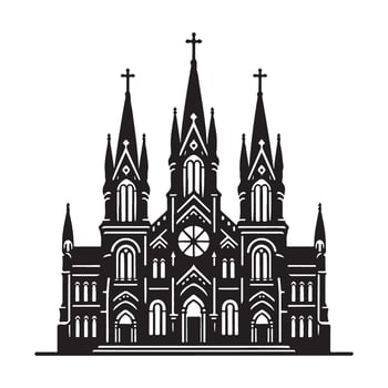 Detailed Church Silhouette Illustration with Intricate Gothic Design vector