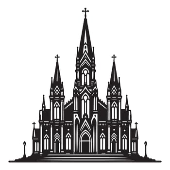 Silhouette Gothic Church Art Illustration Architecture Building Design vector