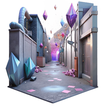 serene minimalist Urban Alleyway with Graffiti Art Transparent Background high resolution png