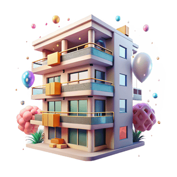 stunning classic Urban Apartment Building with Balconies Isolated high quality png