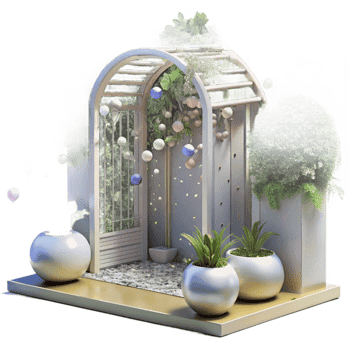 magnificent rustic Urban Garden with Trellis and Vines Transparent Background exclusive png