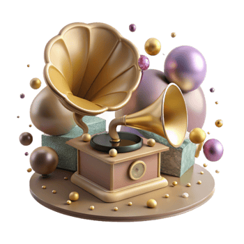 dramatic abstract Vintage Phonograph Cutout with Detailed Horn high resolution png