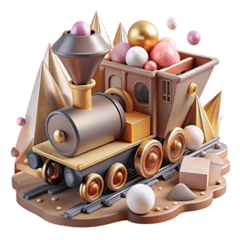 extraordinary contemporary Vintage Toy Train with Coal Car Isolated premium png