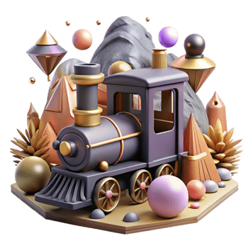 dramatic vintage Vintage Toy Train with Coal Car Isolated png