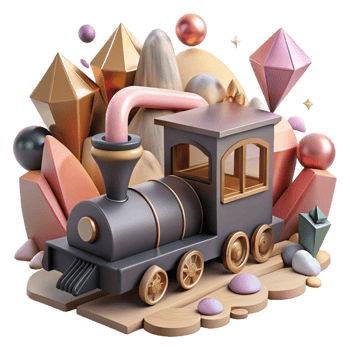 vibrant abstract Vintage Toy Train with Coal Car Isolated high resolution png