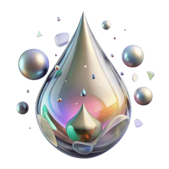 dramatic minimalist Water Droplet with Refraction Cutout authentic png