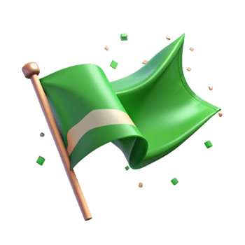wonderful rustic Waving Green Flag with Transparent Background png