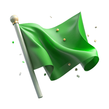 magnificent vintage Waving Green Flag with Transparent Background premium png