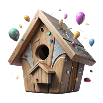 impressive classic Weathered Birdhouse Isolated with Worn Wood Grain high quality png