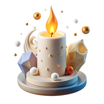serene artistic White Candle Burning Flame Element original png