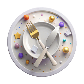 vibrant traditional White Plate with Fork and Knife Top View Isolated high resolution png