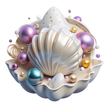 elegant vintage White Seashell Transparent Background premium png