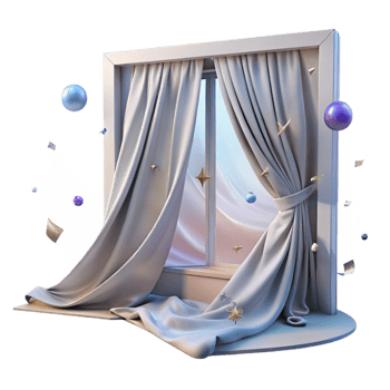 magnificent artistic Window Curtain Billowing in Whispering Winds Transparent genuine png