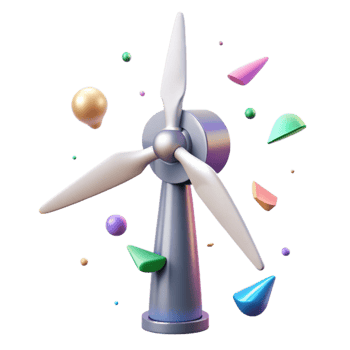 extraordinary creative Wind Turbine Generating Electricity Element with Transparent Background detailed png