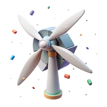 vibrant creative Wind Turbine with Rotating Blades Element with Transparent Background exclusive png