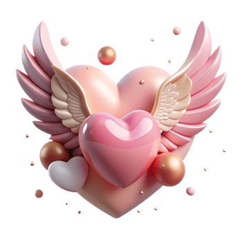 magnificent creative Winged Heart Cutout with Soft Pink Hues Isolated premium png