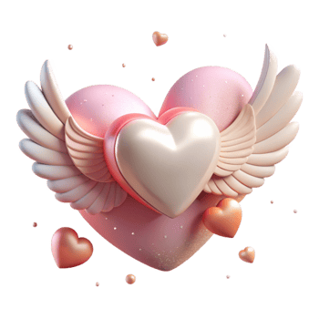 elegant vintage Winged Heart Cutout with Soft Pink Hues Isolated original png