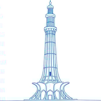 Modern Outline Illustration of Minar e Pakistan Historic National Monument and Cultural Landmark in Lahore Pakistan vector