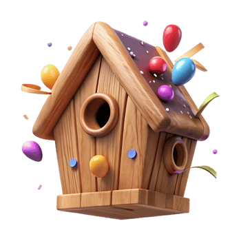 stunning artistic Wooden Birdhouse Entrance Hole Visible Isolated premium png