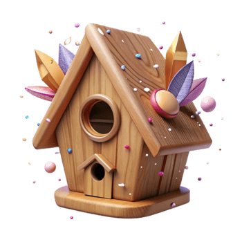 serene rustic Wooden Birdhouse Front View Transparent Element original png