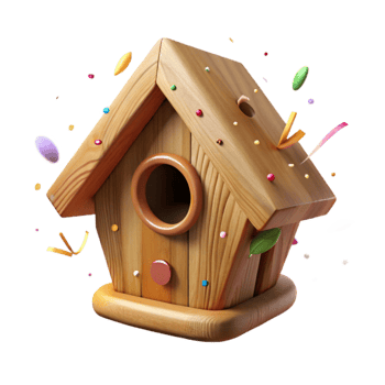 serene classic Wooden Birdhouse with Entrance Hole Front View Cutout exclusive png