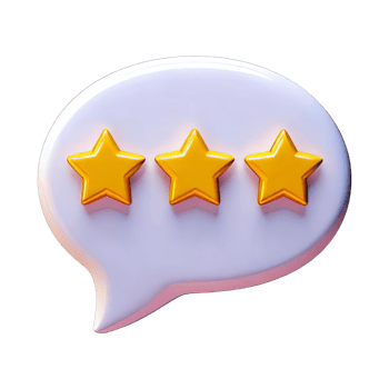 Three Yellow Stars in a Speech Bubble Icon Design png
