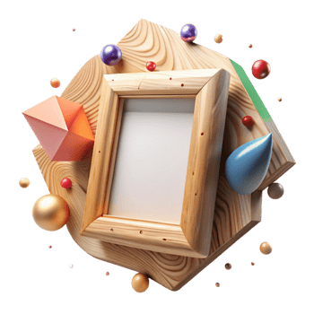 beautiful modern Wooden Picture Frame Blank Space Isolated detailed png