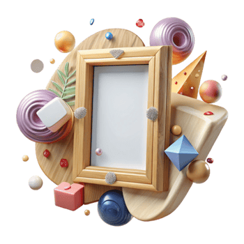 impressive vintage Wooden Picture Frame with Ornate Design Isolated Element detailed png