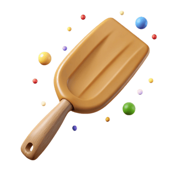 beautiful artistic Wooden Spatula Side View Isolated on Transparent Background detailed png