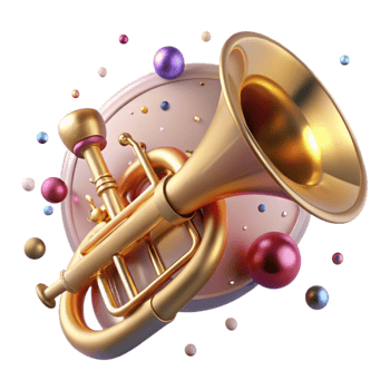 elegant rustic Worn Trumpet Isolated on Transparent Background with Brass Finish detailed png