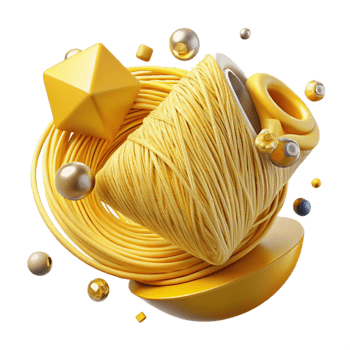 impressive creative Yellow Thread High Angle Transparent Background premium png