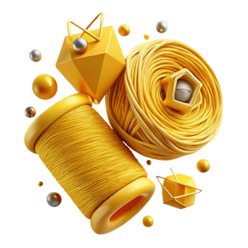 beautiful rustic Yellow Thread High Angle Transparent Background exclusive png