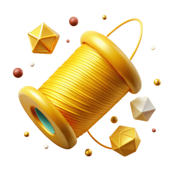 wonderful vintage Yellow Thread with Metallic Finish Transparent Background professional png
