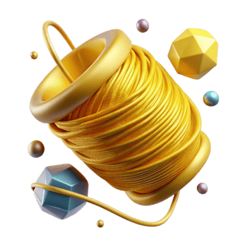 stunning traditional Yellow Thread with Metallic Finish Transparent Background high quality png