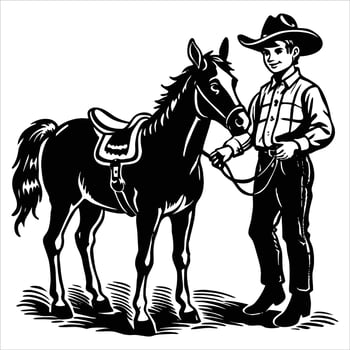 Cowboy Riding Horse vector