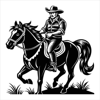 cowboys silhouettes with horse vector