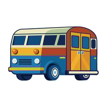 Classic Bus in a Bright and Nostalgic Vintage Travel Illustration vector