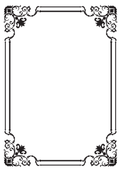 Ornate Vintage Frame, Elegant Swirling Border for Card Designs, Black Outline png