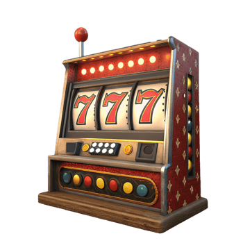 Classic slot machine jackpot win on transparent background png