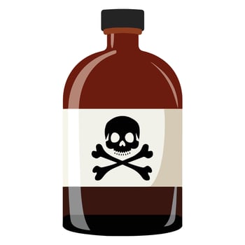 2D icon of a poison bottle. Simple and clean illustration, symbolizing a hazardous substance. Ideal for safety, warning, or danger themed designs. vector