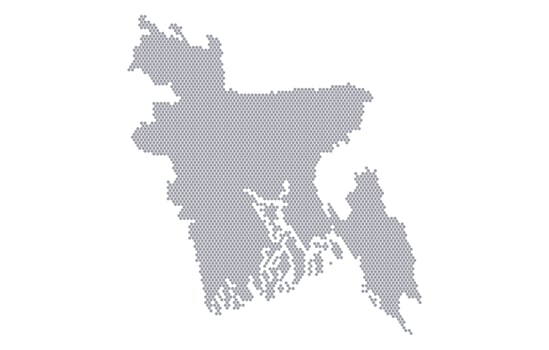 Stylized map of the Bangladesh made from honeycomb vector
