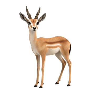 Elegant Gazelle Standing in Natural Pose on transparent background png