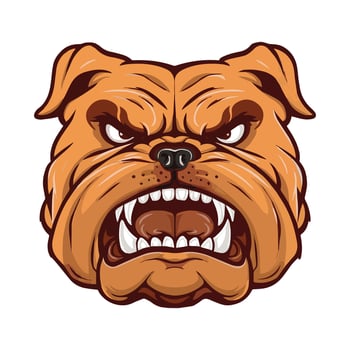 Angry bulldog face mascot on a white background, illustration. vector