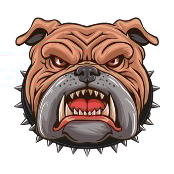 Angry bulldog face with red eyes. vector