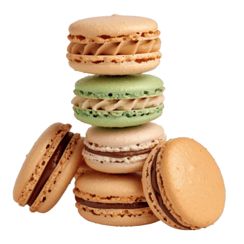 Delicious Assortment of Colorful French Macarons Stacked Neatly on a White Background png